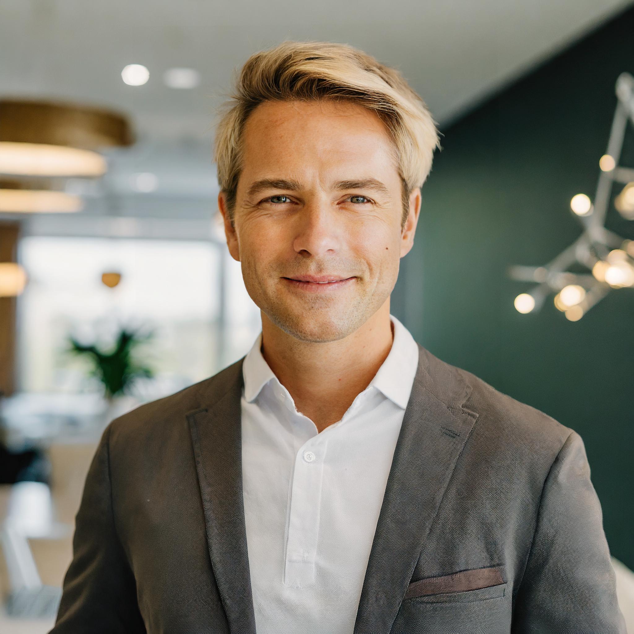 Mann im Anzug mit freundlichem Ausdruck